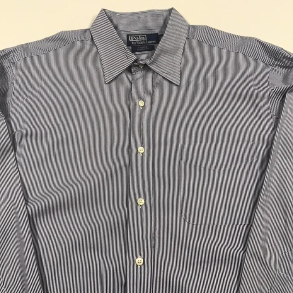 RALPH LAUREN POLO Mens 17 Blue Stripe Dress Shirt - Picture 3 of 3